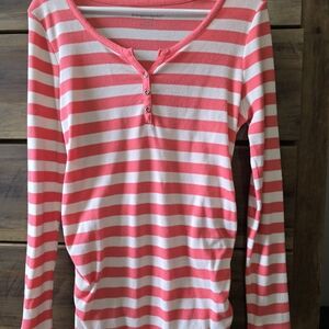 Liz Lange Pink and White Striped Maternity Top